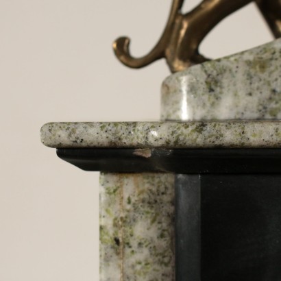 Table Clock Marble Metal Bronze 20th Century
