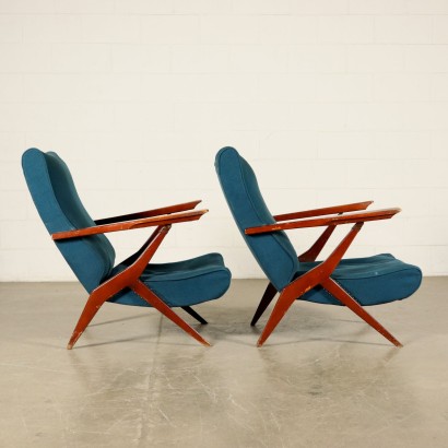 Paar Sessel Stoff Vintage Italien 50er-60er Jahre