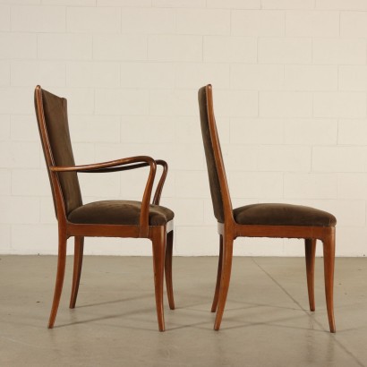 Set of Chairs Velvet Upholstery Vintage Italy 1950s