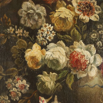 Still Life with Flowers and Parrot Painting Mid 20th Century