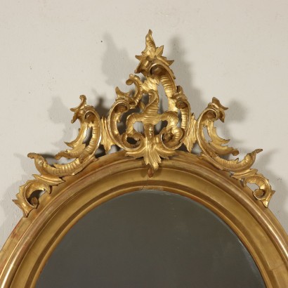 Grand Cadre Ovale avec Miroir Bois Pierre Fabriqué en Italie '900