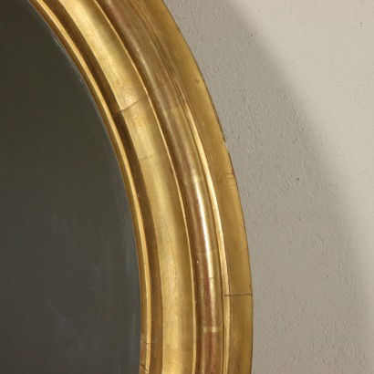 Large Elliptical Gilded Mirror Italy Mid 1900s