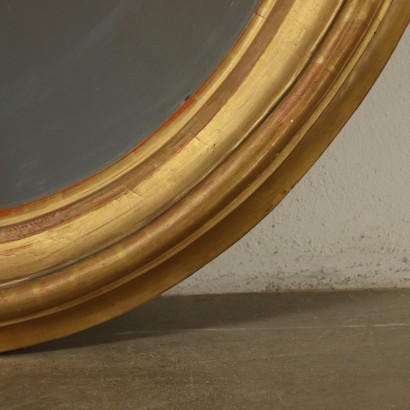 Large Elliptical Gilded Mirror Italy Mid 1900s