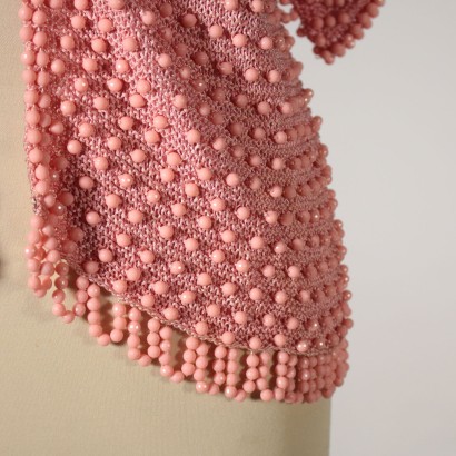 Bolero vintage con perline rosa