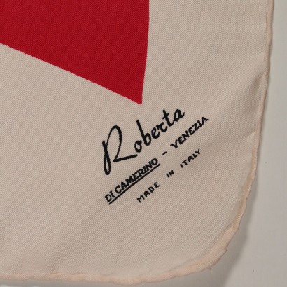 Foulard Vintage rosso e bianco Roberta di Camerino-particolare