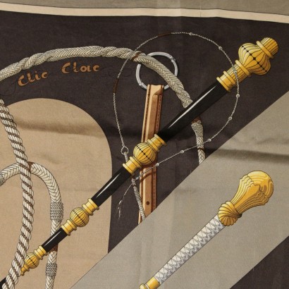 Vintage-Schal aus Herm&#232;s-besonders brauner Seide
