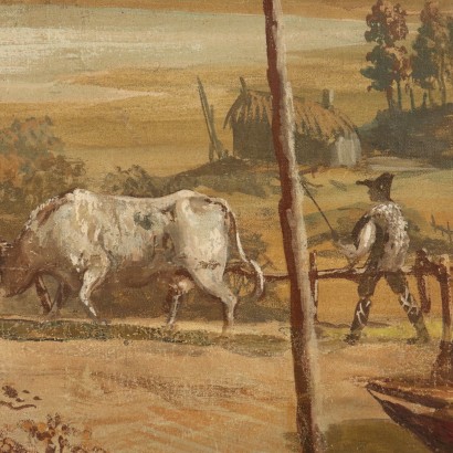 Rural paisaje con figuras-detalle