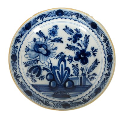 Delft Plate Majolica Blue Ornaments The Netherlands 18th Century