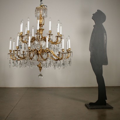 Chandelier with Crystal Drops Italy 20th Century