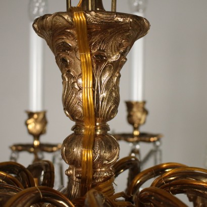Chandelier with Crystal Drops Italy 20th Century