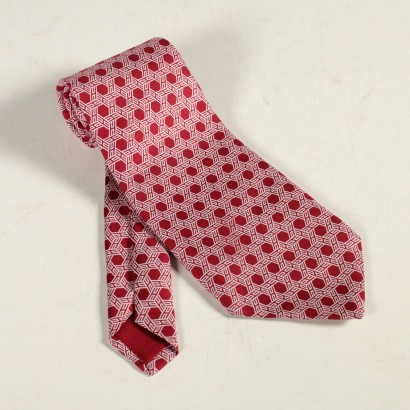 Cravate Vintage rouge et blanc Hermés