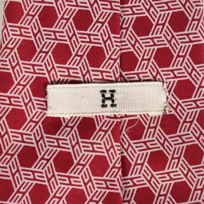 Corbata Vintage rojo y blanco Hermès-particular