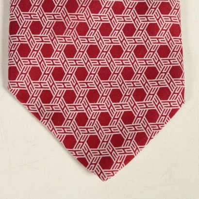 Cravate Vintage rouge et blanc Hermès-particulier