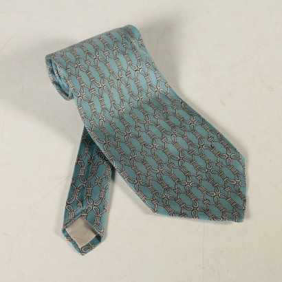 Cravatta Vintage azzurra con Motivi a nodi Hermès