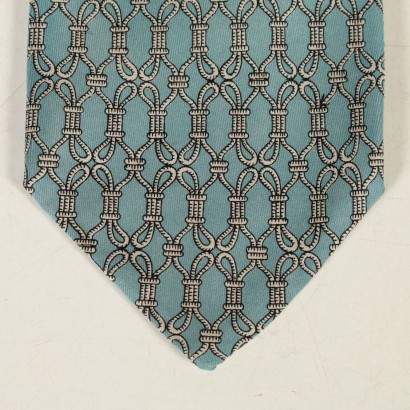 Cravatta Vintage azzurra con Motivi a nodi Hermès-particolare