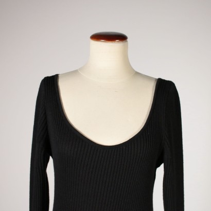 Vintage Moschino Black Dress Wool Milan Italy 1990s