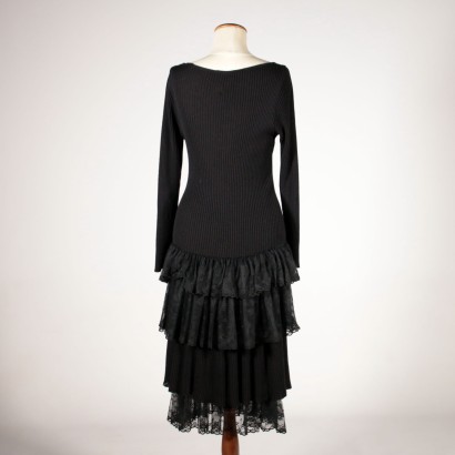 Vintage Moschino Black Dress Wool Milan Italy 1990s