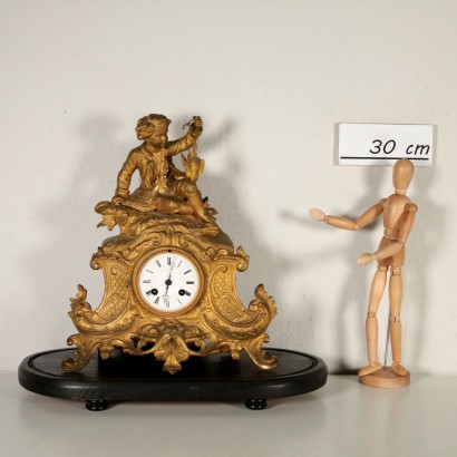 Horloge de Table Antimoine dorée Métal émaillé France Fin '800