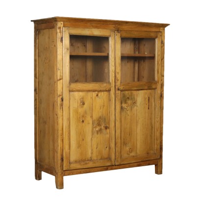 Rustic Cupboard Two Doors Glass Fir Italy 19th Century