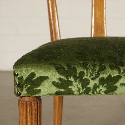 Set of Chairs Oak Velvet Vintage Italy 1940s-1950s