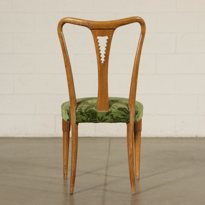 Set of Chairs Oak Velvet Vintage Italy 1940s-1950s