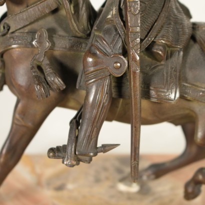 Knight on Horseback Bronze Sculpture Marble Italy Late 19th Century