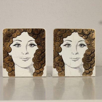 Pair of Bookends by Piero Fornasetti Vintage Italy 1960s