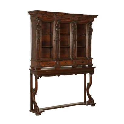 Bookcase on Console Table Walnut Italy 18th-20th Century