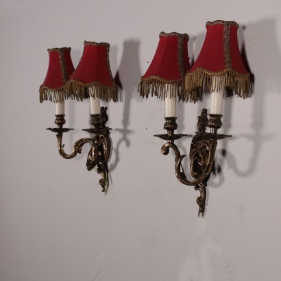 Paar Bronze Wandlampen Italien 20. Jahrhundert
