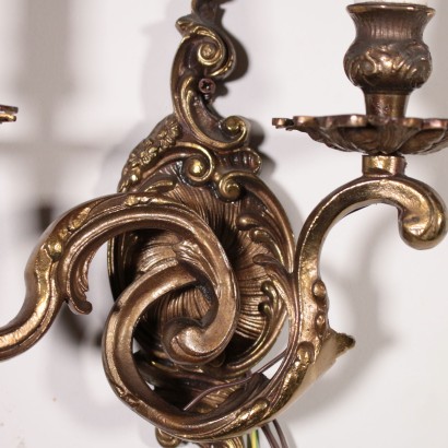 Paar Bronze Wandlampen Italien 20. Jahrhundert