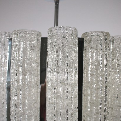 Deckenleuchte Metallstruktur Glas Vintage Italien 60er Jahre
