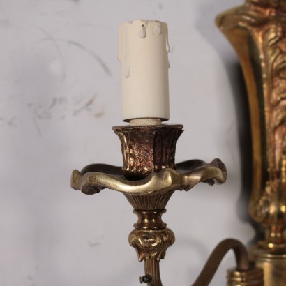 Paar Bronzelampen mit Glasbehänge Italien 20. Jahrhundert