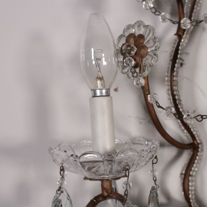 Paar Wandlampen mit Glasbehänge Italien 20. Jahrhundert