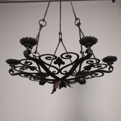 Candle Holder Chandelier Iron Italy 20th Century