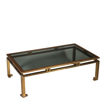 Coffee Table Brass Smoked Glass Vintage 1960s-1970s