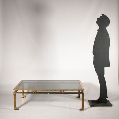Coffee Table Brass Smoked Glass Vintage 1960s-1970s
