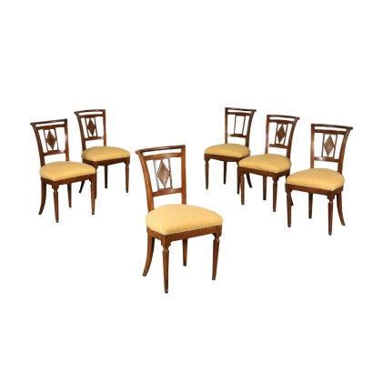 Set of Six Chairs Walnut Italy 19th Century