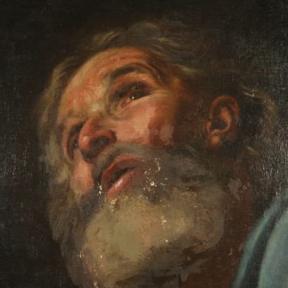 Face of Saint Oil Painting on Canvas 17th Century