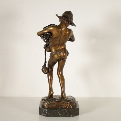 Bronzeskulptur von Achille d'Orsi Kleiner Junge Italien 1800-1900