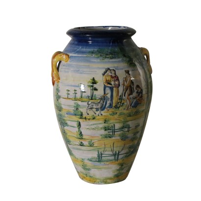 Large Ceramic Vase with Ornaments Italy Early 1900s