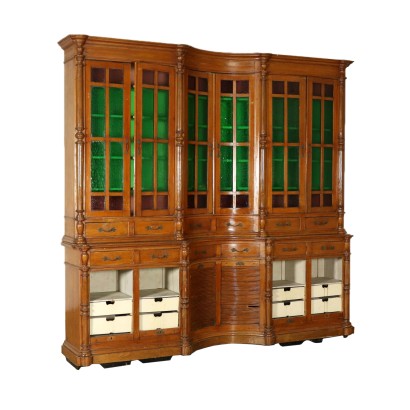 Liberty Serpentine Bookcase Italy Early 20th Century