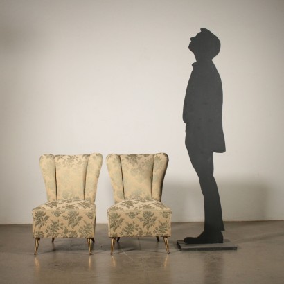 Paar Sessel Federnpolsterung Vintage Italien 50er Jahre