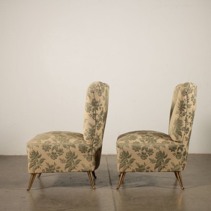 Pair of Small Springs Padding Armchairs Vintage Italy 1950s