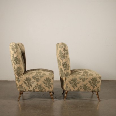 Pair of Small Springs Padding Armchairs Vintage Italy 1950s