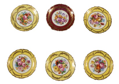 Six Assiettes Porcelaine de Vienne Autriche '900