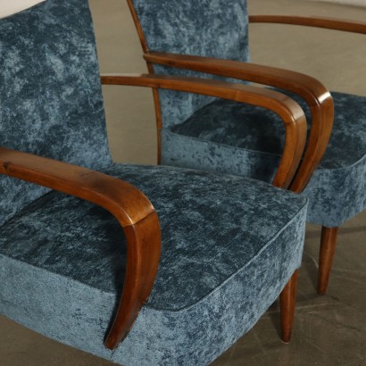 Paar Sessel Samt Buchenholz Vintage Italien 50er Jahre