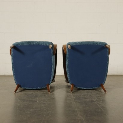 Paar Sessel Samt Buchenholz Vintage Italien 50er Jahre