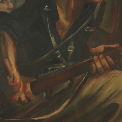 War Scene Painting Mid 20th Century
