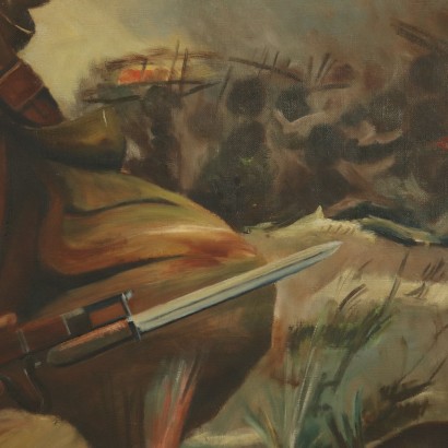 War Scene Painting Mid 20th Century