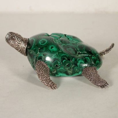 Schildkröte aus Malachit und Silber Italien 20. Jahrhundert